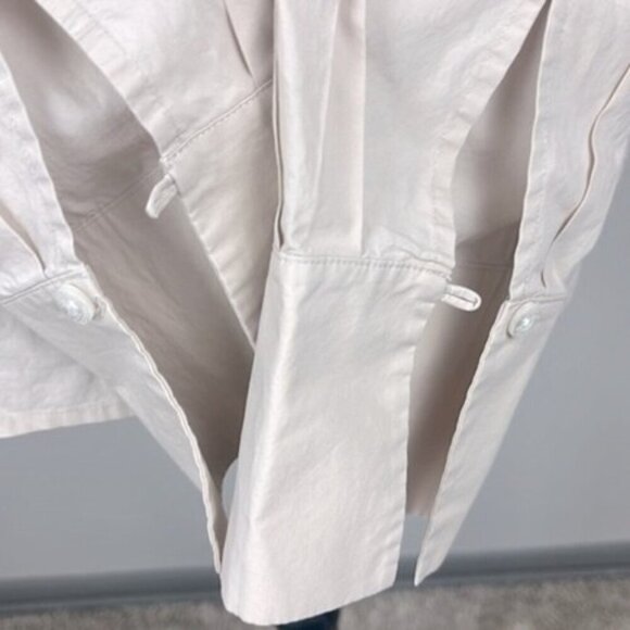 Thakoon Ruffle Blouse Cotton High Collar Long Sleeves Tan/Cream Button Front M - Picture 9 of 13